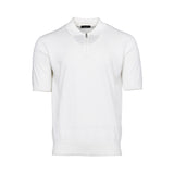 Stefano Ricci Men's Tan Knit Polo Shirt with Quarter-Zip and Embroidered Eagle