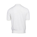 Stefano Ricci Men's Tan Knit Polo Shirt with Quarter-Zip and Embroidered Eagle