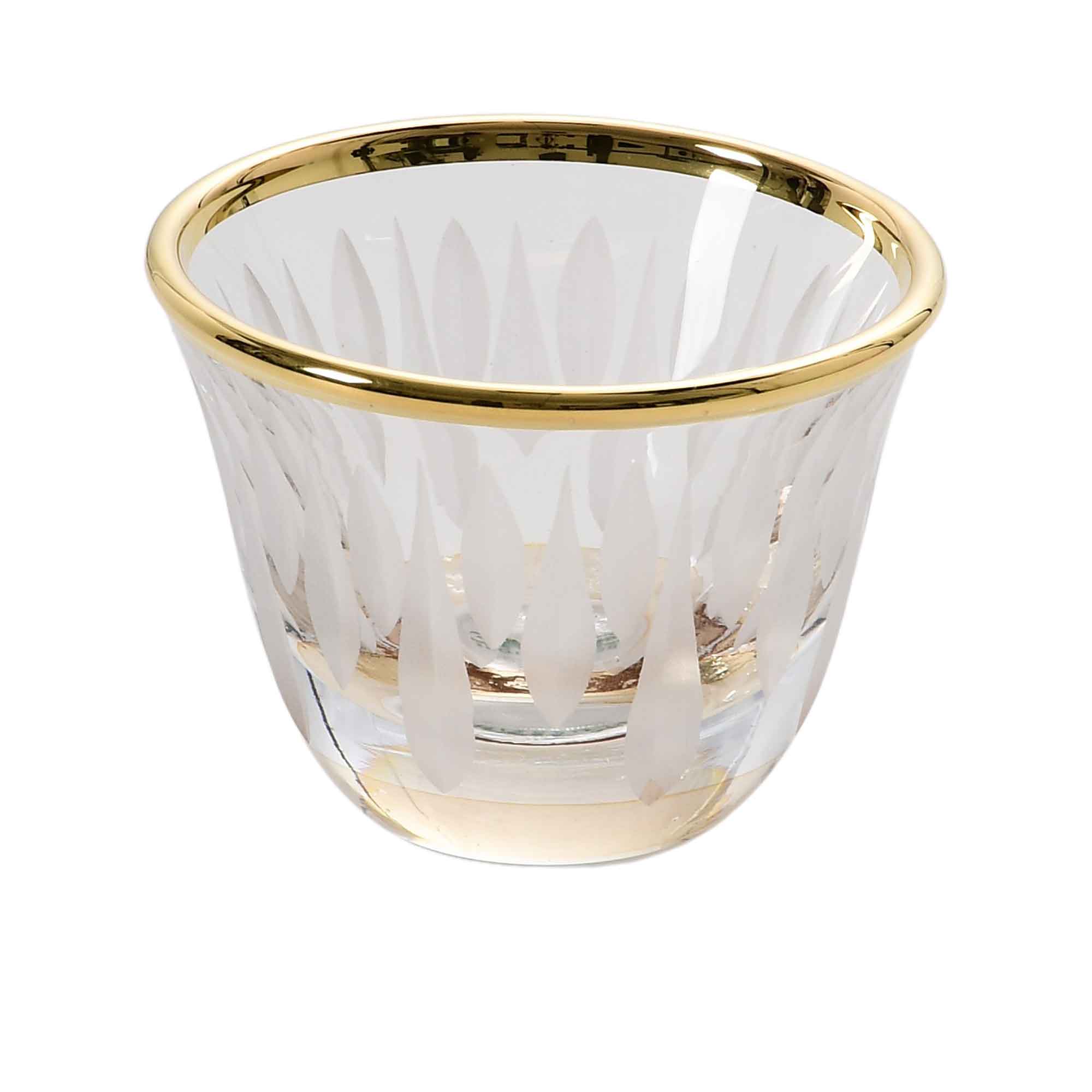 A single SAME Decorazione goblet highlighting the intricate gold filigree bowl and the faceted beaded crystal stem.