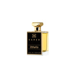 Sared Othello Eau de Parfum black and gold luxury fragrance bottle side view Shop the Latest Online.