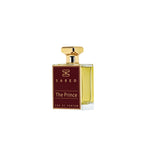 Sared The Prince Eau de Parfum red and gold luxury fragrance bottle clean product shot Available for Online Purchase.