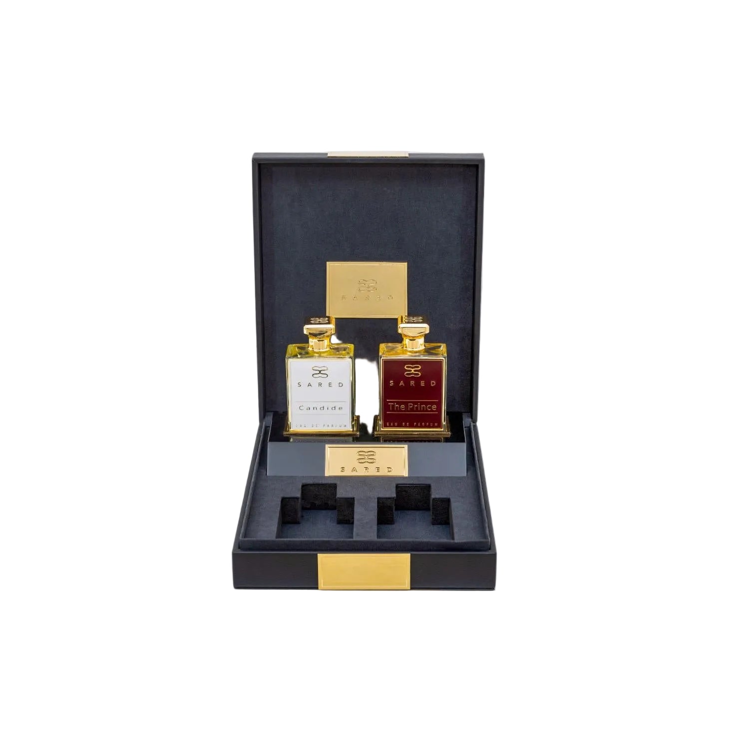 Sared luxury perfume gift set with four Eau de Parfum bottles in premium presentation box Shop Now Online.