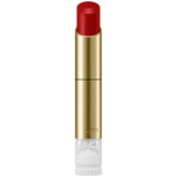 SensaiRed lipstick with gold casing on a white background. now at Blue salon.