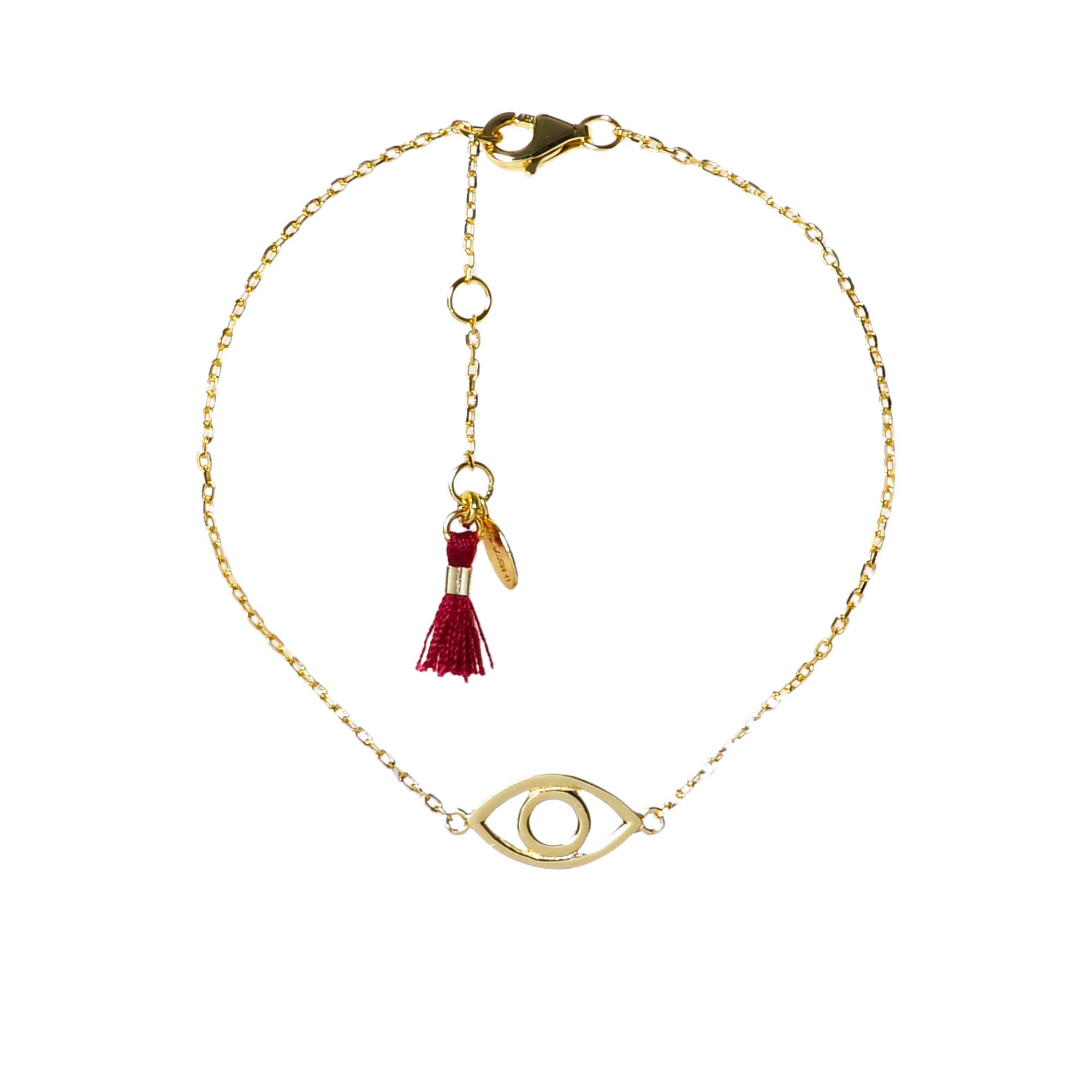 Shashi Evil Eye Gold Bracelet with Red Tassel — Find Online Today.