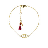 Shashi Evil Eye Gold Bracelet with Red Tassel Charm
