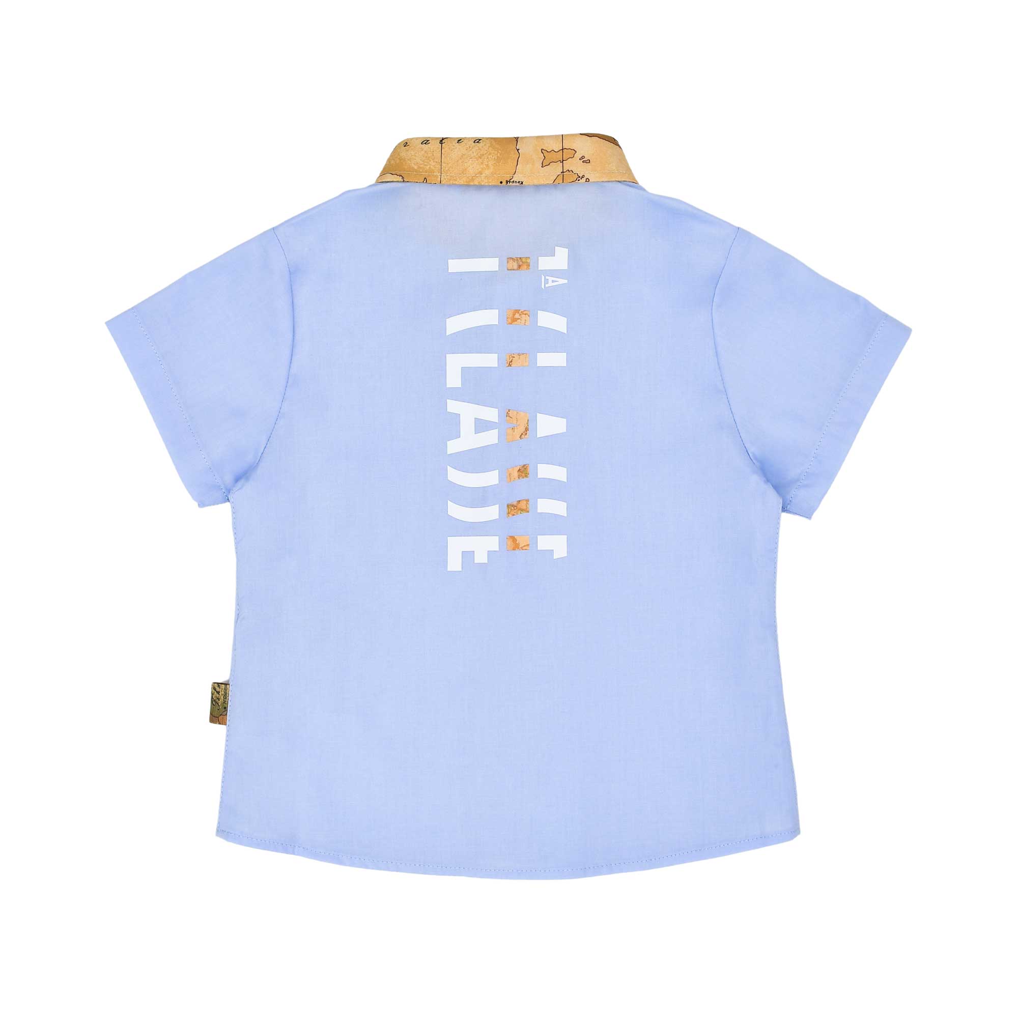Shirt only back view of the Alviero Martini Kids Blue Polo Shirt & Bermuda Shorts Set. Find Online Today at Blue Salon Qatar.