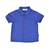 Shirt only front view of the Alviero Martini Kids Blue Shirt & Bermuda Shorts Set. Find the Latest Collection Online at Blue Salon Qatar