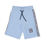 Shorts only Front view of the Aigner Kids boys white t-shirt blue bermuda shorts set cotton outfit Shop the Latest Online