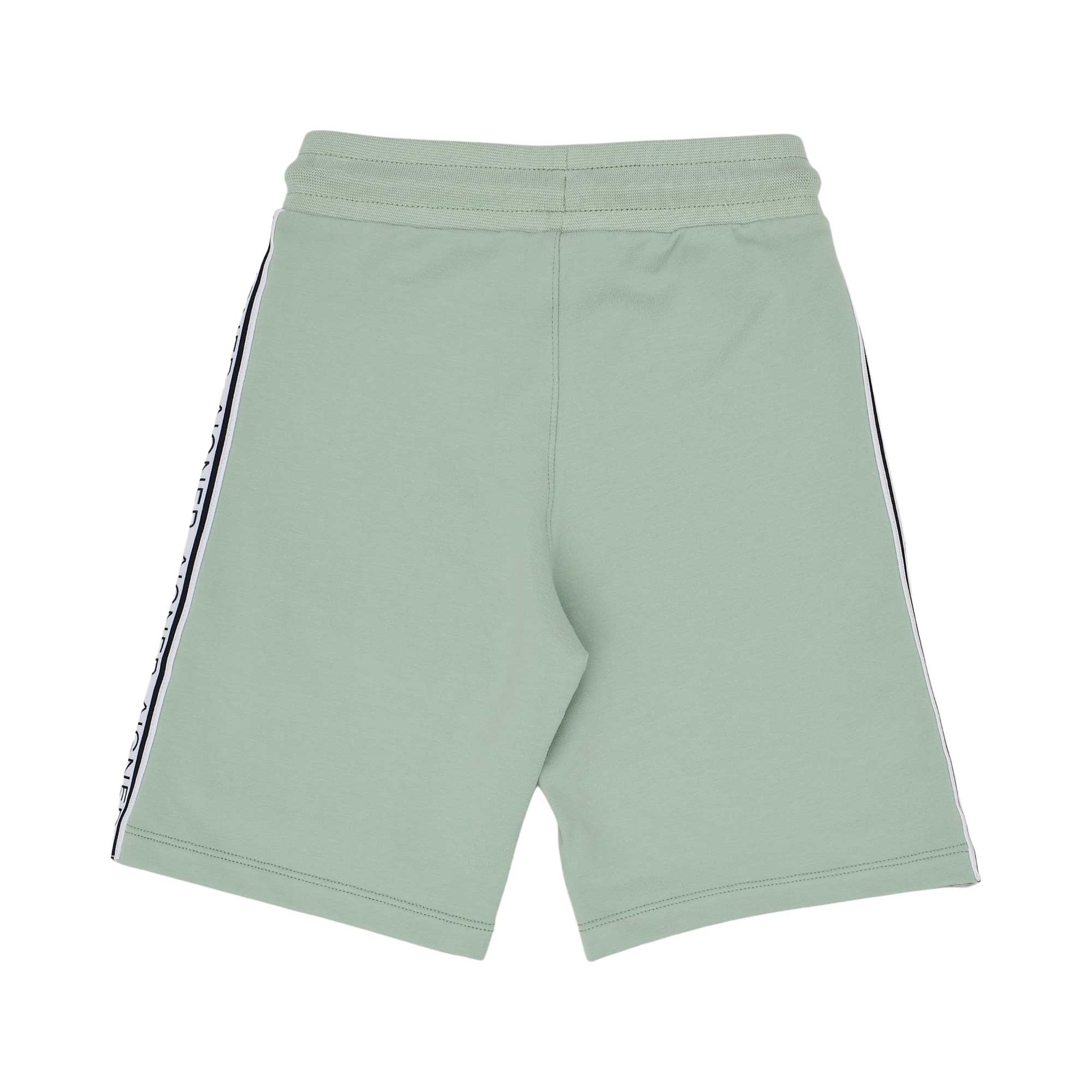 Shorts only back view of the Aigner Kids boys white t-shirt green bermuda shorts set cotton outfit Shop the Latest Online