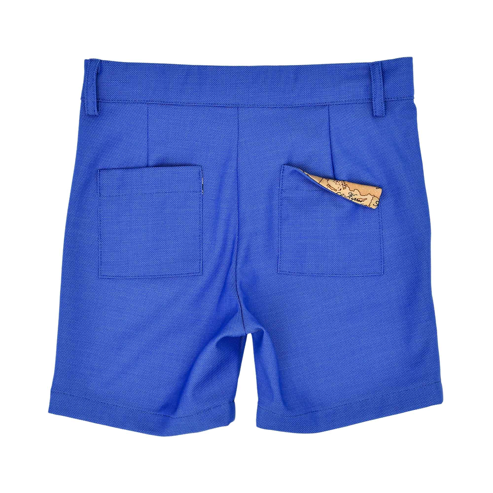 Shorts only back view of the Alviero Martini Kids Blue Shirt & Bermuda Shorts Set. Find the Latest Collection Online at Blue Salon Qatar