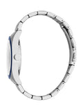 Side perspective profile of the Esprit ES1G526M0045 watch, highlighting the brushed stainless steel case finish, low-profile crown, and contoured metal link bracelet layout.