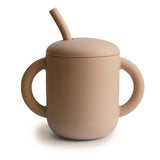 Mushie Kids Silicone Training Cup with Straw - Natural | Transitional Feeding Essential