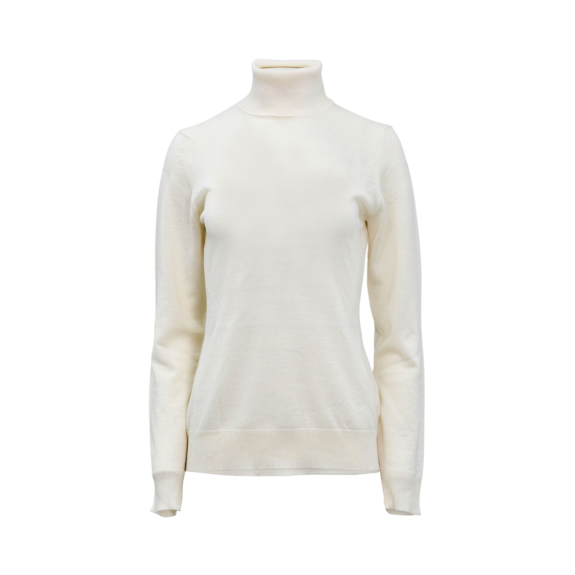 Simona Corsellini ivory turtleneck sweater with long sleeves and a slim, minimalist fit.