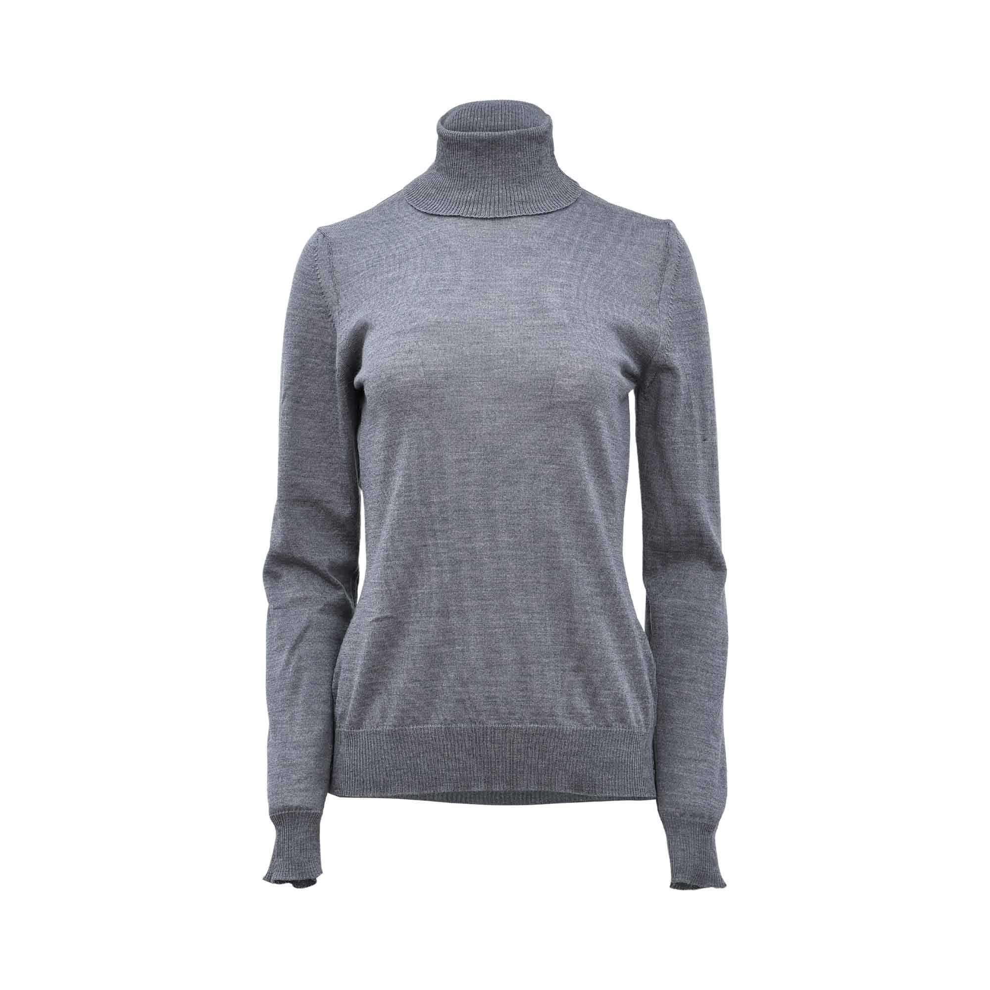 Simona Corsellini Grey turtleneck sweater with long sleeves and a slim, minimalist fit.