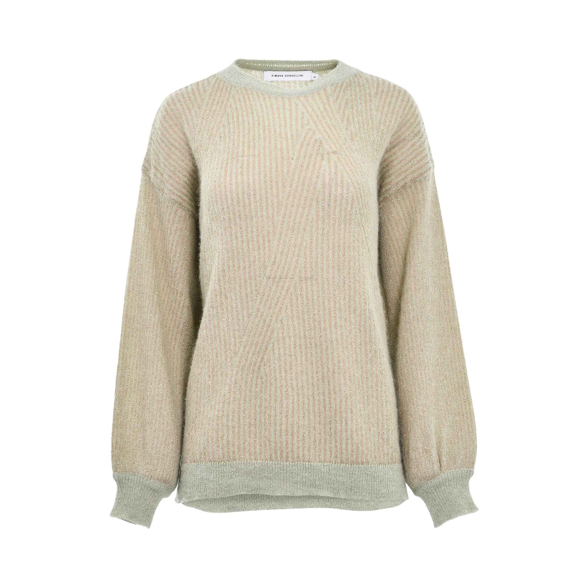 Simona Corsellini Women's Beige and Green Soft Knit Sweater — Now Online