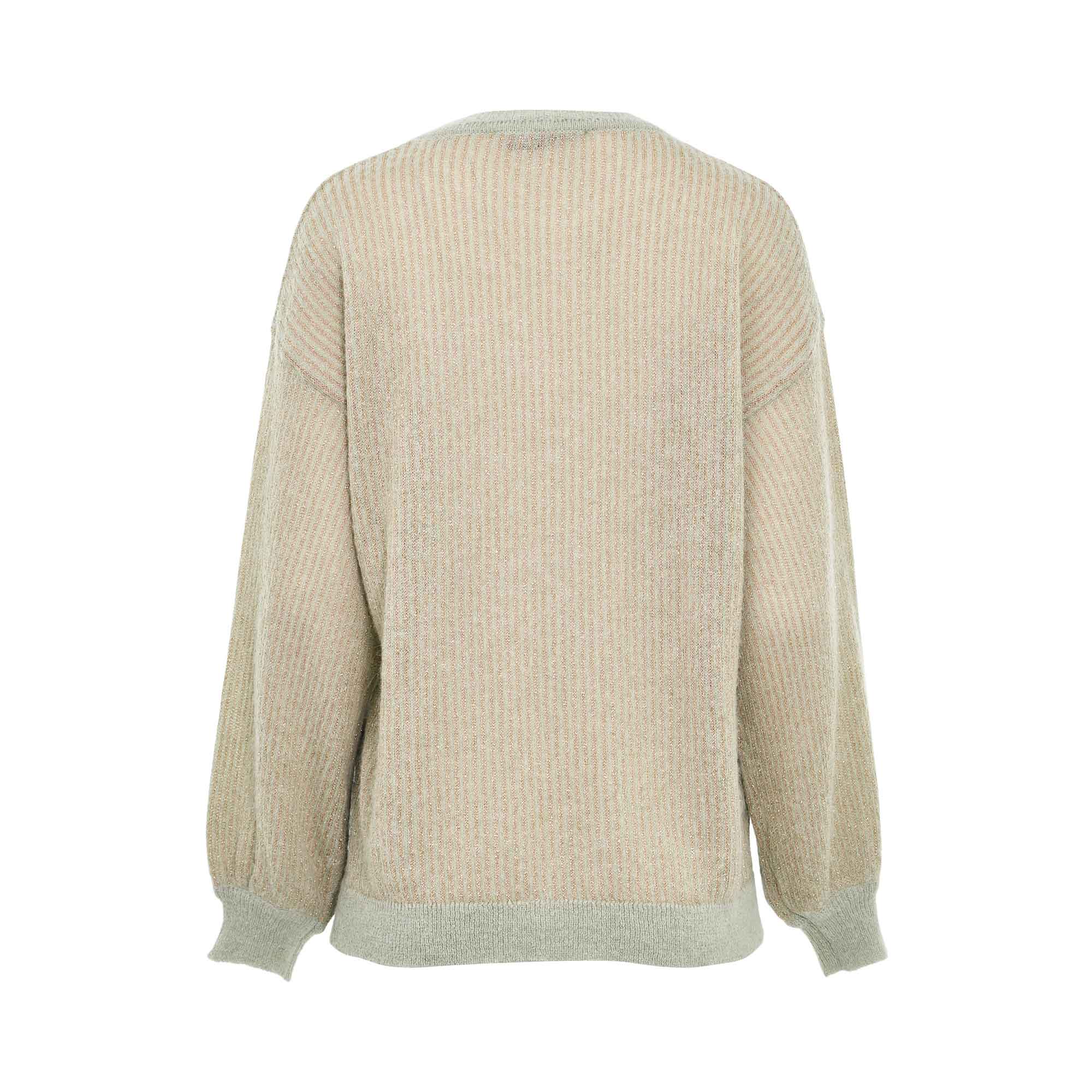 Simona Corsellini Women's Beige and Green Soft Knit Sweater — Now Online