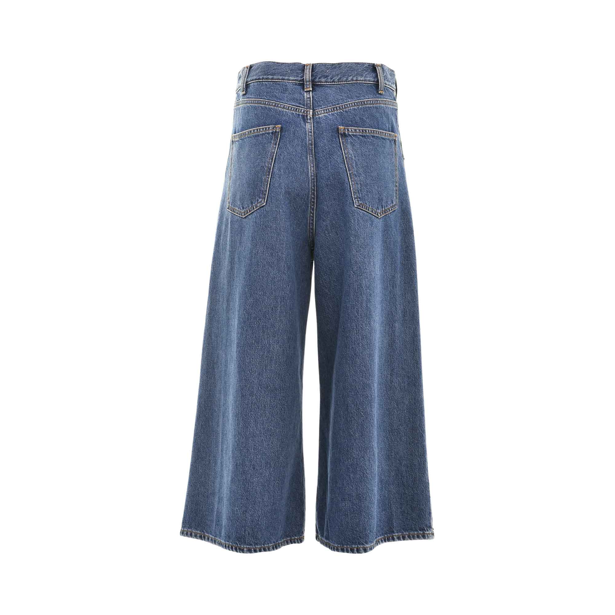 Simona Corsellini Women's Blue Denim Pants with silver button detailing — Now Online