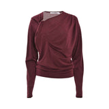 Simona Corsellini Women's Cherry Red Sweater with asymmetric neckline — Shop Now Online