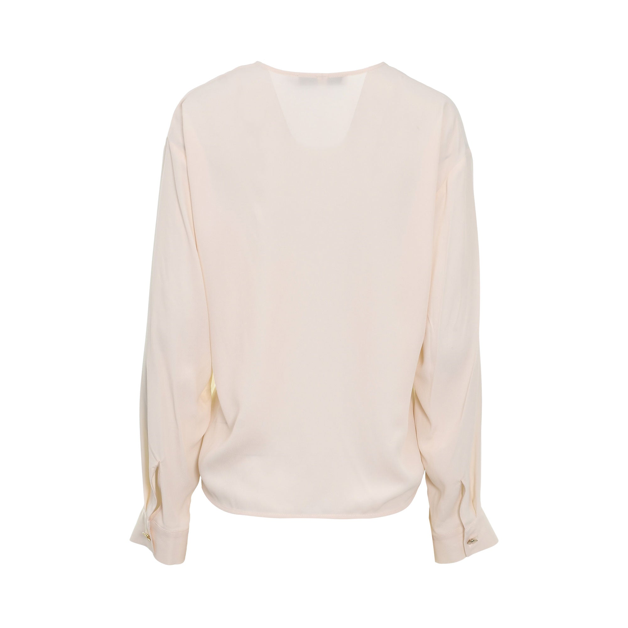 Simona Corsellini Women's Cream White Blouse with V-neck and draped front — Shop Now Online