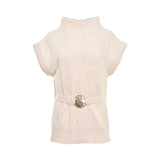 Simona Corsellini Women's Cream White Sleeveless Sweater with belt — Order Online Today