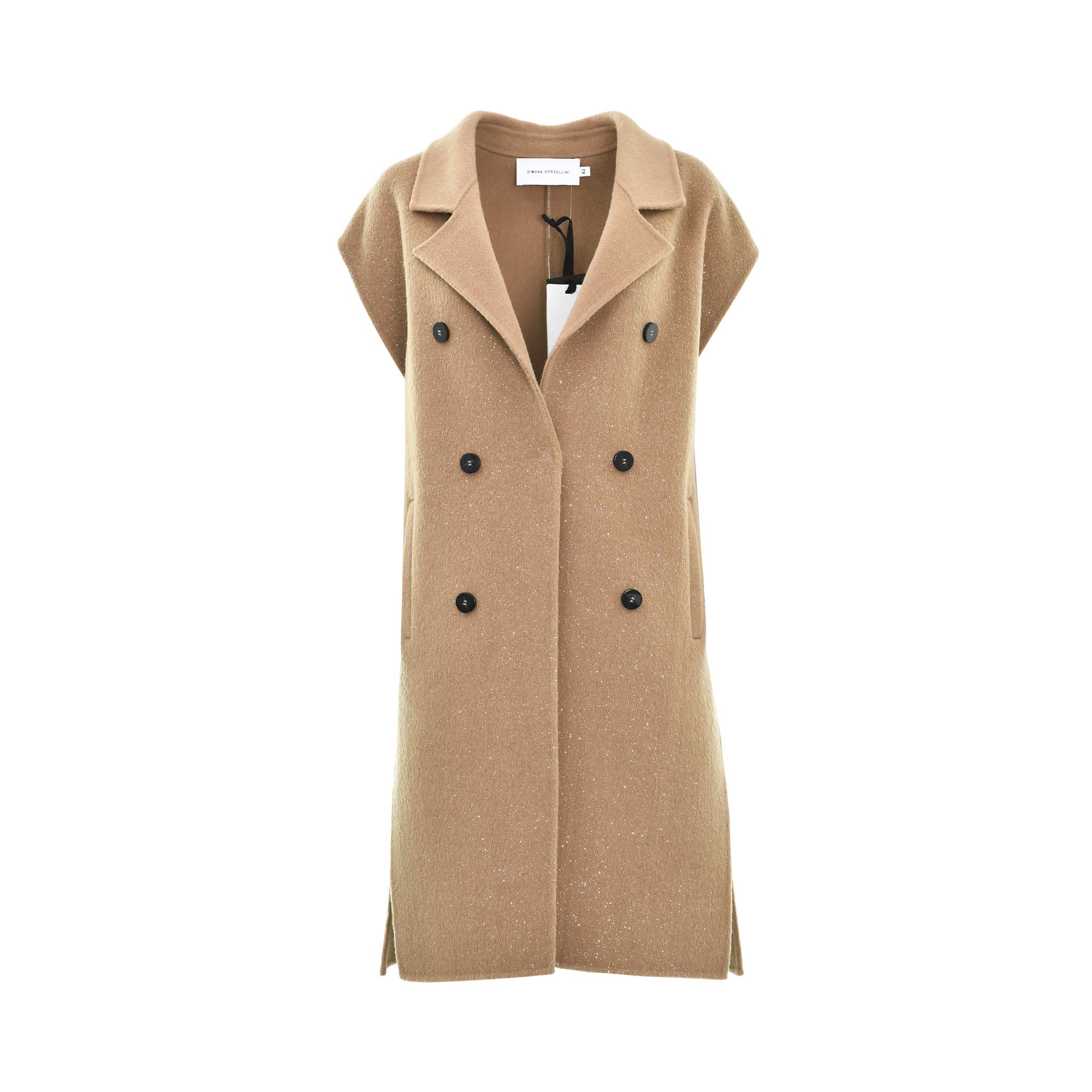 Simona Corsellini Women's Dark Beige Double-Breasted Vest — Shop the Latest Online