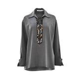 Simona Corsellini Women's Grey Blouse with metallic embellishment — Order Online Today