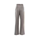 Simona Corsellini Women's Grey Pinstripe Pants with pleats — Available Online Today