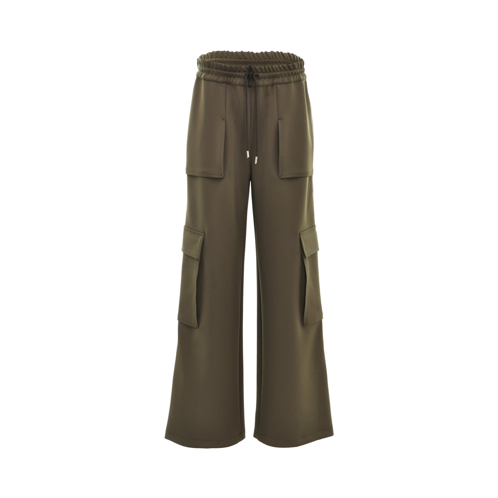 Simona Corsellini Women's Khaki Cargo Pants with wide-leg design — Now Available Online