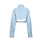 Simona Corsellini Women's Light Blue Cropped Denim Shirt with an Open Back— Order Online Today.