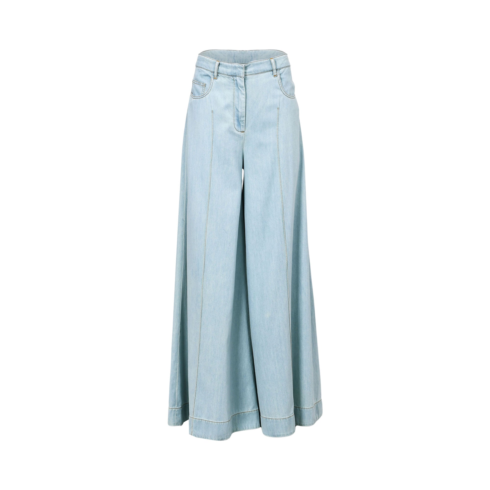 Simona Corsellini Women's Light Blue Wide-Leg Denim Skirt Pants — Shop the Latest Online.