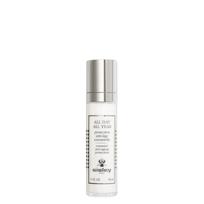 Sisley All Day All Year Anti-Aging Protection - 50ml Skincare bottle with silver cap and white label on a white background