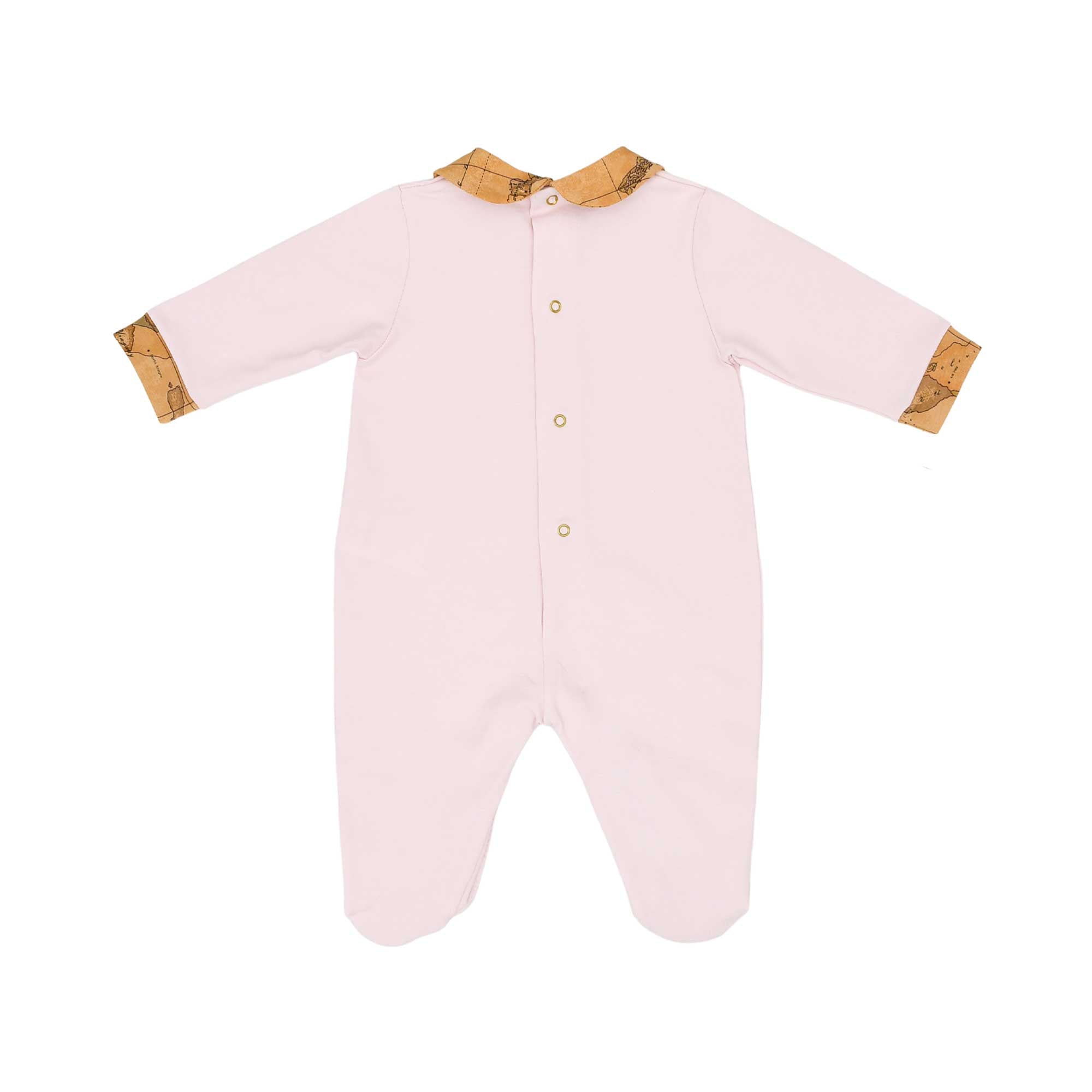 Sleepsuit only back view of the Alviero Martini Kids Newborn Pink Geo Sleepsuit Set with Hat & Bib. Order Online Today at Blue Salon Qatar