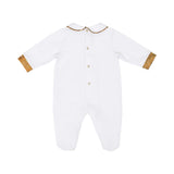Sleepsuit only back view of the Alviero Martini Kids Newborn White Sleepsuit with Teddy Ear Hat. Shop the Latest Online at Blue Salon Qatar.
