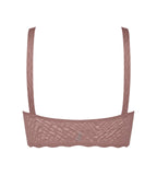 Sloggi Zero Feel Bliss Cacao seamless lace top with wireless comfort, back view – Find Online Today