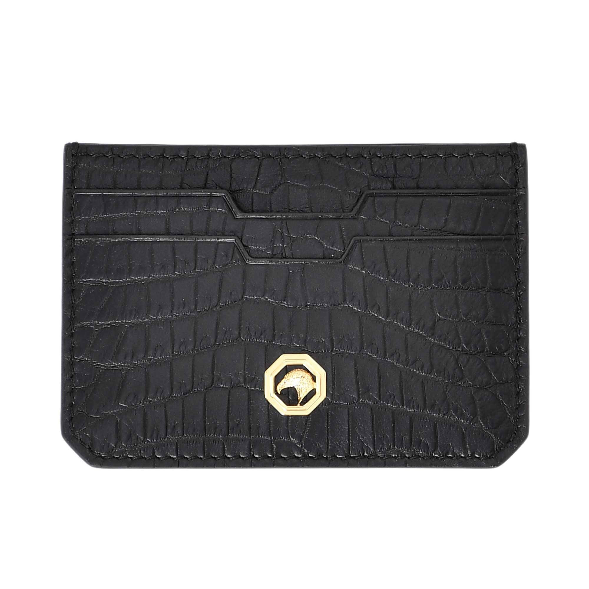 Stefano Ricci men’s black leather card holder in premium textured leather — luxury accessory Available Online Today.
