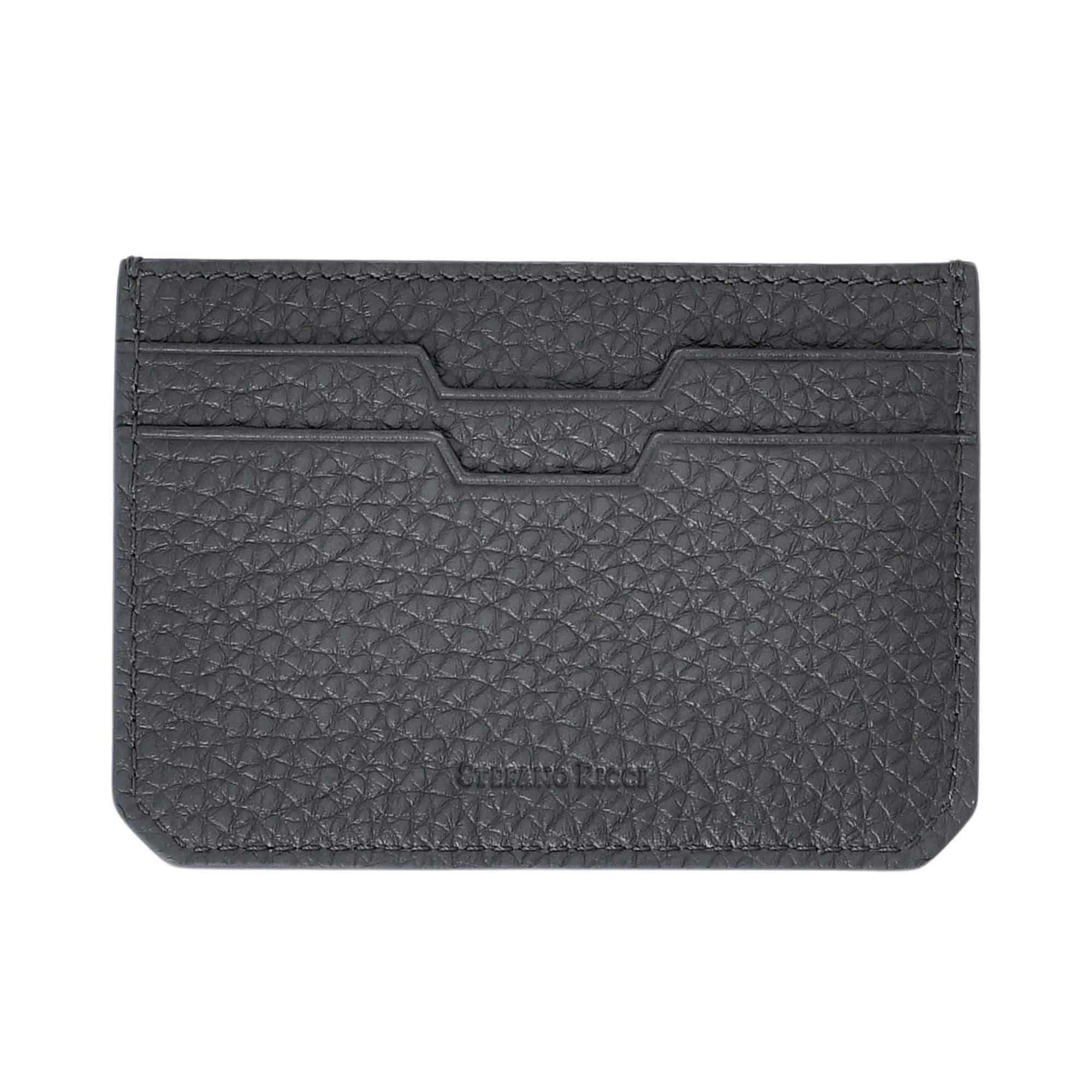 Stefano Ricci men's grey leather card holder back view — Shop the Latest Online