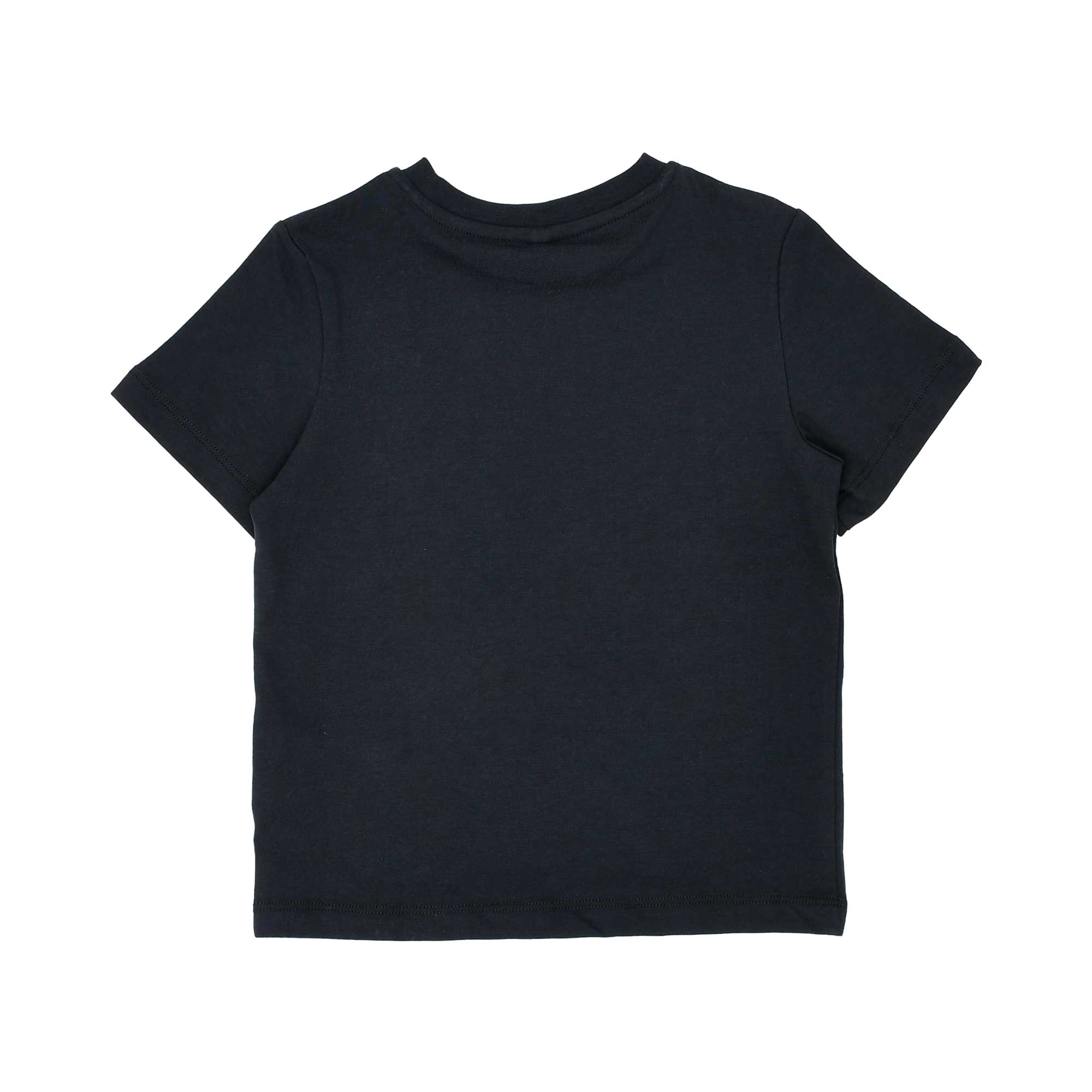 Back view of the black Stella McCartney Kids t-shirt showing the clean construction and comfortable jersey fabric.