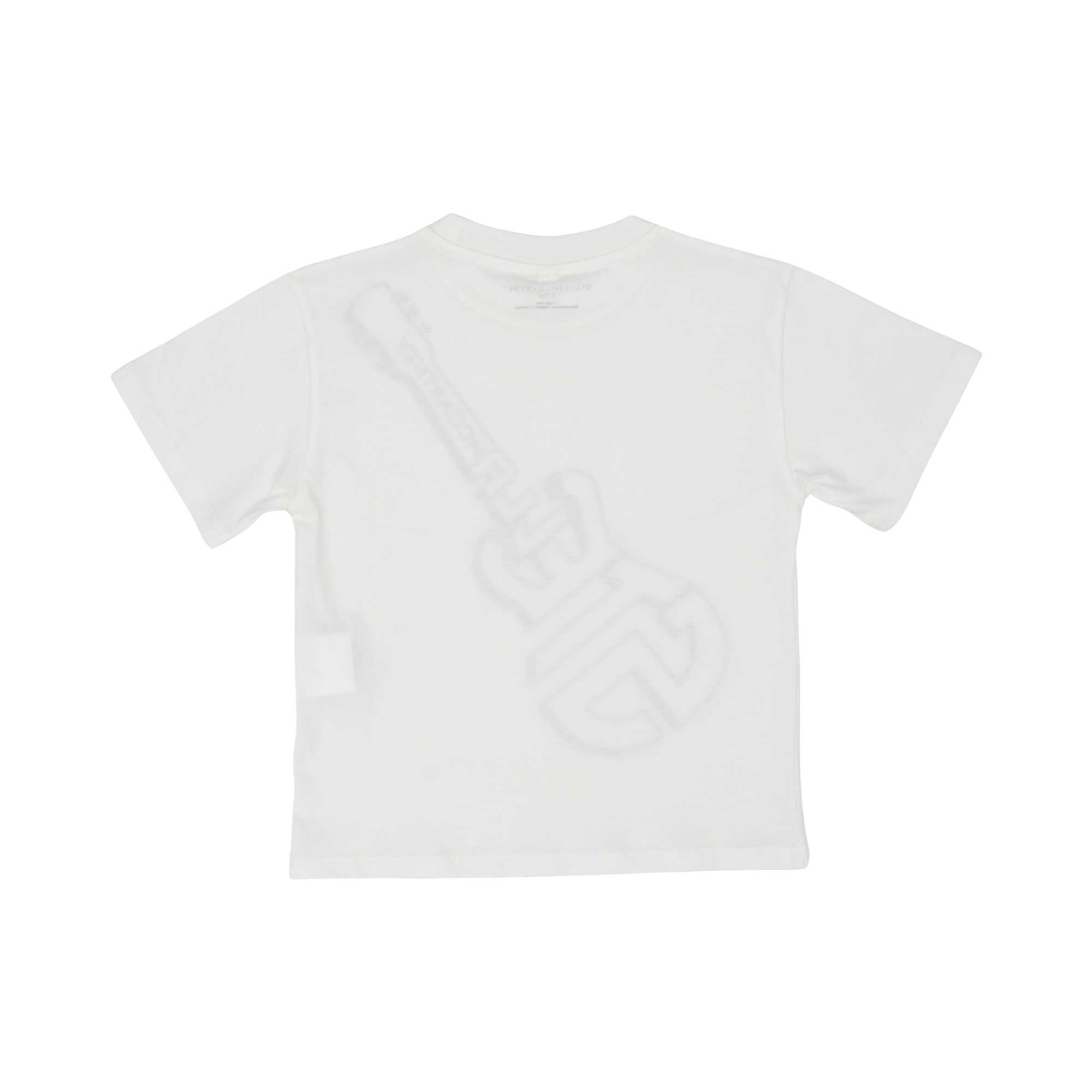 Back view of the mustard yellow Stella McCartney Kids t-shirt showing the clean finish and comfortable fit.