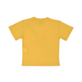 Back view of the mustard yellow Stella McCartney Kids t-shirt showing the clean finish and comfortable fit.