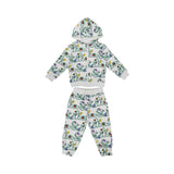 Children's hoodie and pants set with cactus pattern on a white background