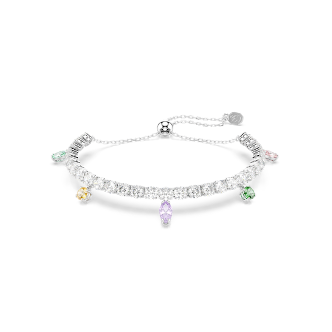 Swarovski Ariana Grande X Swarovski Bracelet Mixed Cuts Silver bracelet with colorful charms on a white background