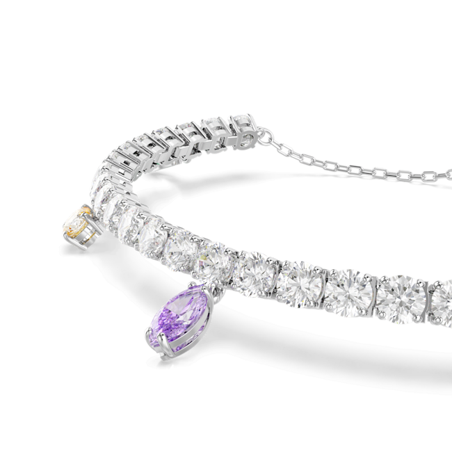 Swarovski Ariana Grande X Swarovski Bracelet Mixed Cuts Silver bracelet with a purple gemstone on a white background