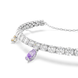 Swarovski Ariana Grande X Swarovski Bracelet Mixed Cuts Silver bracelet with a purple gemstone on a white background