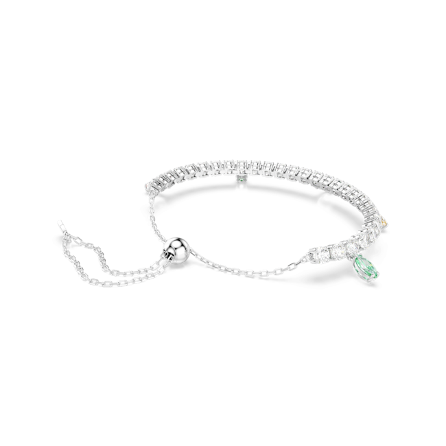 Swarovski Ariana Grande X Swarovski Bracelet Mixed Cuts Silver bracelet with a green gemstone charm on a white background