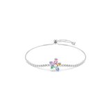 Swarovski Ariana Grande X Swarovski Bracelet Mixed Cuts Silver bracelet with a colorful flower charm on a white background