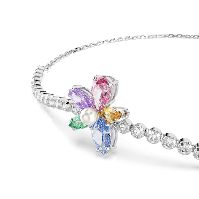 Swarovski Ariana Grande X Swarovski Bracelet Mixed Cuts Multicolored gemstone bracelet with a pearl on a white background
