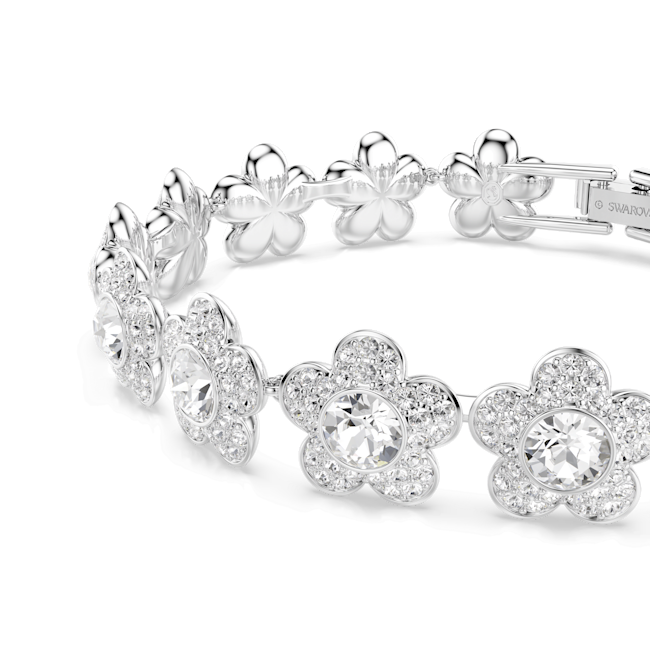 Swarovski Ariana Grande X Swarovski Bracelet Round Cut Silver bracelet with floral designs and clear crystals