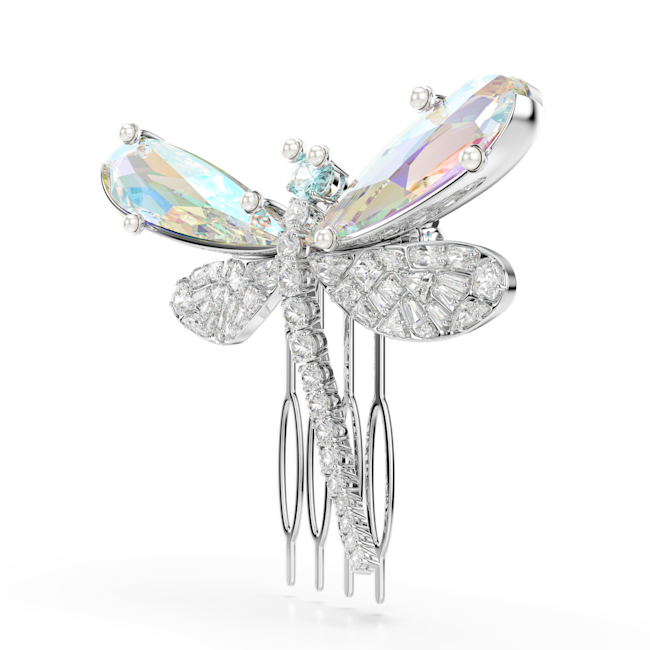 Swarovski Ariana Grande X Swarovski Brooch And Hair Accessory  Dragonfly-shaped hair comb with gemstones on a white background