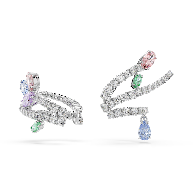 Swarovski Ariana Grande X Swarovski Ear Cuffs Mixed Cuts Pair of earrings with multicolored gemstones on a white background
