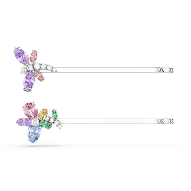 Swarovski Ariana Grande X Swarovski Hair Pin Mixed Cuts Two butterfly-shaped hair pins with multicolored gemstones on a white background